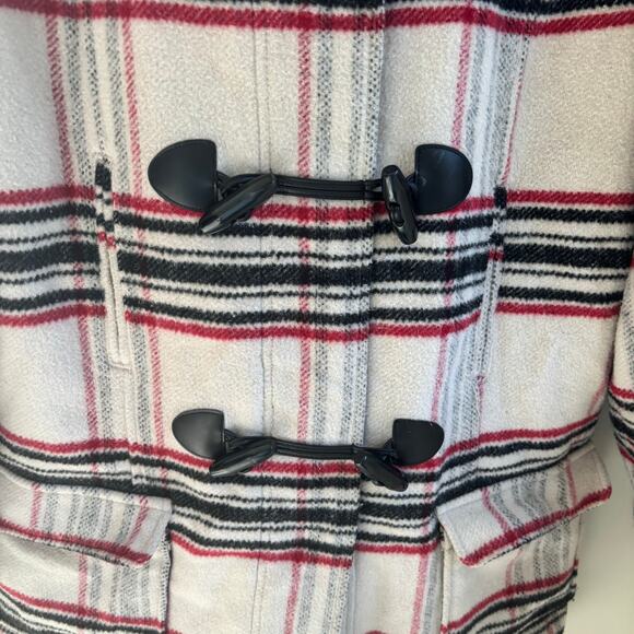 Merona Women's Medium Toggle Duffle Coat Wool Blend Plaid Preppy - Picture 5 of 9